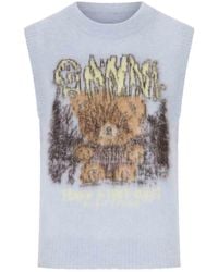 Ganni - Crewneck Knitted Vest - Lyst