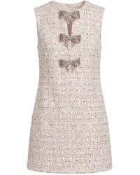 Self-Portrait - Mini Dress With Boucle Bow And Sequins - Lyst