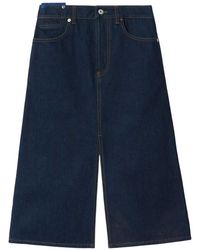 Burberry - Cotton Denim A-Line Skirt - Lyst