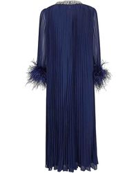 Self-Portrait Blue Chiffon Tiered Midi Dress