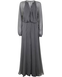 Giorgio Armani - Long Sheer Effect Silk Dress - Lyst