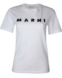 Marni - Cotton T-Shirt With Scribbled Logo - Lyst