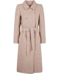 Twinset - Boucle Coat With Belt - Lyst