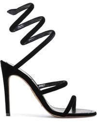 Rene Caovilla - Ren Caovilla Velvet Snake Sandals - Lyst