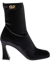 Giuseppe Zanotti - Metallic Logo Velvet Ankle Boots - Lyst
