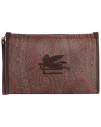 Etro - Coated Canvas Clutch With Paisley Motif - Lyst