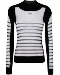 Jean Paul Gaultier - Mix Mesh And Knit Pullover Printed Mariniere - Lyst