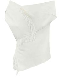 Liviana Conti - T-shirt With Cuff And Fringes - Lyst