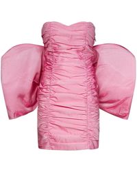 ROTATE BIRGER CHRISTENSEN - Pink Mini Dress In Draped Satin - Lyst