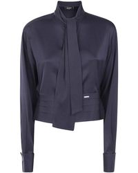 DSquared² - Cropped Satin Tuxedo Shirt - Lyst