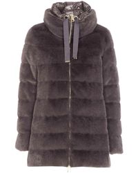 Herno - A-Shape Faux Fur Down Jacket - Lyst