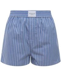 T By Alexander Wang - Cotton Shorts With Striped Motif - Lyst