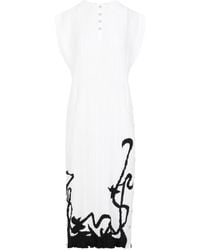 Lanvin - Sleeveless Pleated Midi Dress - Lyst