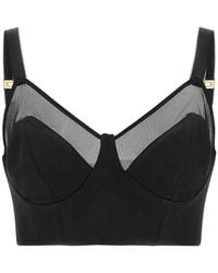 Elisabetta Franchi - Cool Wool And Tulle Top - Lyst
