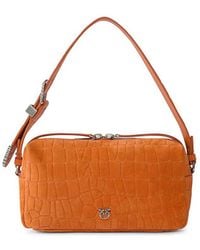 Pinko - Crocodile-Embossed Leather Crossbody Bag - Lyst