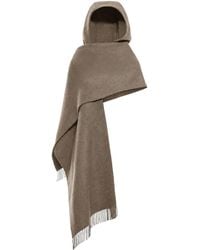 Brunello Cucinelli - Wool And Cashmere Knit Scarf With Hood - Lyst