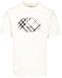 Burberry - Knight Check Print Cotton T-Shirt - Lyst