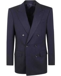 Tom Ford - Solid Satin Stripe Double Breasted Jacket - Lyst