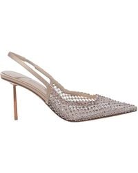 Le Silla - Gilda Crystal-Embroidered Mesh High-Heeled Slingback Pumps - Lyst