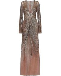 ROOM76 - Long Nude-Colored Tulle Dress - Lyst