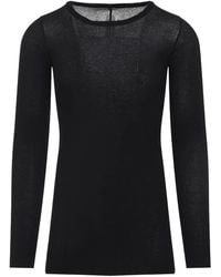 Rick Owens - Cotton Ribbed Long Sleeves T-Shirt - Lyst