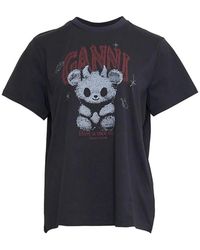 Ganni - Heavy Cotton Jersey Embroidery Anglais - Lyst