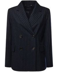 Max Mara - Double-Breasted Pinstriped Wool Jacket - Lyst