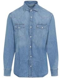 Brunello Cucinelli - Button-Up Denim Shirt - Lyst