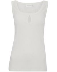 Victoria Beckham - Cotton And Linen Blend Split Tank Top - Lyst