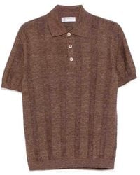Brunello Cucinelli - Linen And Cotton Wide Rib Knit Polo - Lyst