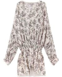 Golden Goose - Short Cotton Dress With Floral Pattern - Lyst