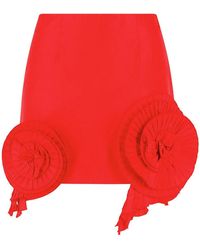 Blumarine - Short Taffeta Skirt With Roses - Lyst