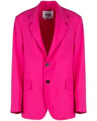 MSGM - Light Wool 2 Button Jacket - Lyst