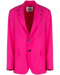 MSGM - Light Wool 2 Button Jacket - Lyst