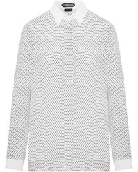 Tom Ford - Silk Crpe De Chine Shirt With Diamond Print - Lyst