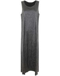 Maria Calderara - Crinkled Faux Leather Long Dress - Lyst