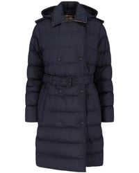 Burberry - Long Quilted Hooded Puffer Coat With Belt - Lyst
