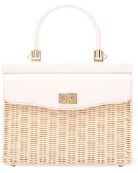 Rodo - Wicker And Leather Medium Handbag - Lyst