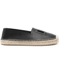 Dolce & Gabbana - Cut-Out Leather Espadrilles With Dg Logo - Lyst