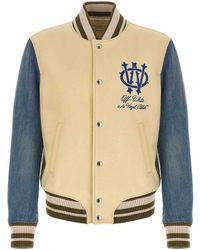 Off-White c/o Virgil Abloh - Gothic Wool Denim Varsity Bomber Jacket - Lyst