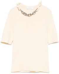 Rabanne - Silk And Cotton T-Shirt With Chain - Lyst