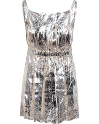 Rabanne - Laminate Pleated Satin Top - Lyst