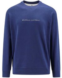 Brunello Cucinelli - Cotton Sweatshirt With Embroidered Logo - Lyst