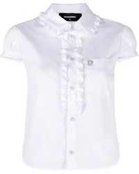 DSquared² - Ruffled-trim Cotton Shirt - Lyst