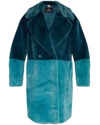 Paul Smith - Faux Fur Bicolor Coat - Lyst