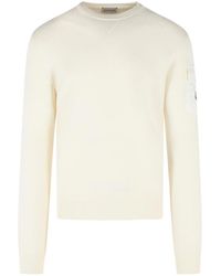 Moncler - Tricot' Ivory Virgin Wool Sweatshirt - Lyst