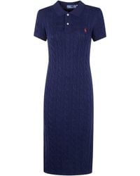 Polo Ralph Lauren - Midi Cbl Short Sleeve Day Dress - Lyst