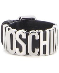 Moschino - Metallic Letters Leather Bracelet - Lyst