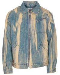 Vivienne Westwood - Denim Piranha Jacket With Frontal Zip Closure - Lyst