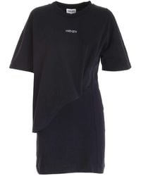 KENZO - Logo Printed Mini Dress - Lyst